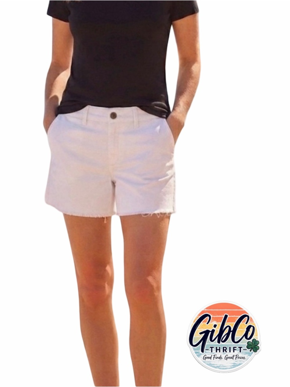 Time and Tru | Size 16 | Frayed Hem Denim Shorts - White